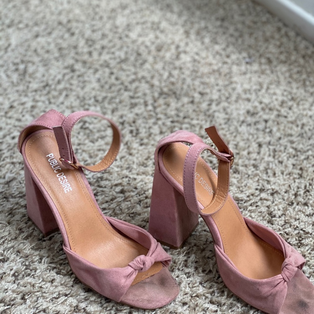 SOLD Blush Pink Suede Public Desire Heels Size 9 - Picture 8 of 11